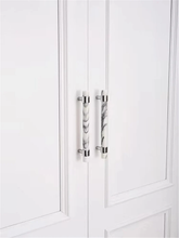 Load image into Gallery viewer, White &amp; Black Marble Chrome Kitchen Pulls | Luxury Dresser Handles, Cabinet &amp; Drawer Knobs, Closet Hardware, Decor
