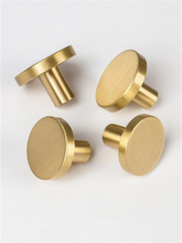 Load image into Gallery viewer, Round Brass Cabinet Knobs | Drawer &amp; Kitchen Cupboard Handles, Furniture Hardware Pulls
