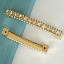Load image into Gallery viewer, 3.78&quot;-5&quot; (64-128mm) Clear Gold Rhinestone Bling Pulls, Knobs &amp; Handles | Dresser Drawer, Kitchen Cabinet Door Decor Hardware
