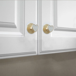 Modern Heart-Shaped Acrylic & Brass Plate Knobs, Pulls & Handles | Dresser, Drawer & Kitchen Cabinet Hardware