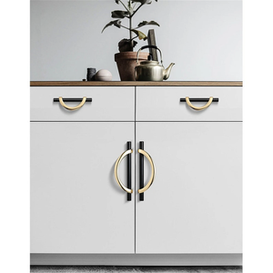 Unique Semicircle Brushed Brass Drawer Pulls | Black Gold Cabinet & Wardrobe Handles, Dresser Knobs, Cupboard Hardware