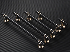 3.75", 5.0", 6.3", 7.55" (96, 128, 160, 192mm) Black & Gold Modern Drawer Pulls | Kitchen Cabinet & Door Handles, Dresser Knobs