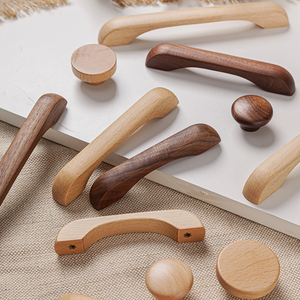 2.5"-7.56" Solid Beech & Walnut Wood Pulls & Knobs | Drawer, Cabinet, Kitchen & Dresser Hardware