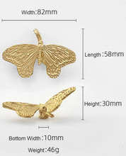 Load image into Gallery viewer, Solid Brass Gold Butterfly Cabinet Knobs &amp; Pulls | Custom Engraved Animal Drawer Handles for Kitchen &amp; Closet

