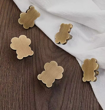 Load image into Gallery viewer, Cute Bear Brass Drawer Pulls | French Antique Brass Kids Room Cabinet Handles
