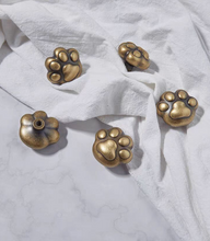 Load image into Gallery viewer, Cat Paw Brass Cabinet Drawer Pulls | Vintage Kids Room Wardrobe Handles
