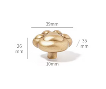 Load image into Gallery viewer, Cat Paw Brass Cabinet Drawer Pulls | Vintage Kids Room Wardrobe Handles
