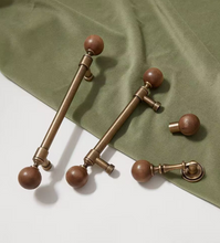 Load image into Gallery viewer, French Round Antique Brass Walnut Pulls | Retro New Chinese Cabinet Drawer Handles
