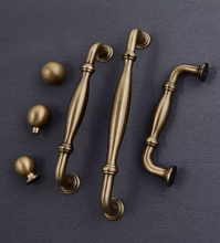 Load image into Gallery viewer, Vintage Antique Brass Round Ball Pulls | French Retro Solid Cabinet Drawer Handles
