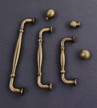 Load image into Gallery viewer, Vintage Antique Brass Round Ball Pulls | French Retro Solid Cabinet Drawer Handles
