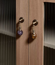 Load image into Gallery viewer, Crystal Round Ball Pendant Brass Pulls | French Retro Marble Mid-Century Wardrobe Cabinet Handles

