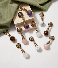 Load image into Gallery viewer, Crystal Round Ball Pendant Brass Pulls | French Retro Marble Mid-Century Wardrobe Cabinet Handles
