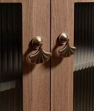Load image into Gallery viewer, Ginkgo Leaf Mid-Century Brass Drawer Pulls, Antique Copper Retro Pendant Cabinet Handles for Kids Room Wardrobe
