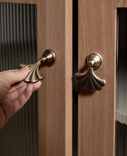 Load image into Gallery viewer, Ginkgo Leaf Mid-Century Brass Drawer Pulls, Antique Copper Retro Pendant Cabinet Handles for Kids Room Wardrobe
