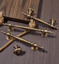 Load image into Gallery viewer, American Retro Brass Small Drawer Pulls French Luxury New Chinese Cabinet Wardrobe Door Handles

