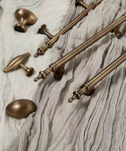 Load image into Gallery viewer, Mid‑Century Modern Retro Brass Drawer Pulls French Bronze Walnut Furniture Handles for Wardrobe Cabinet
