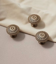 Load image into Gallery viewer, Floral Creative French Retro Brass Drawer Pulls Mid‑Century New Chinese Antique Wardrobe Cabinet Handles for Kids Room
