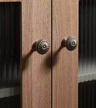 Load image into Gallery viewer, Floral Creative French Retro Brass Drawer Pulls Mid‑Century New Chinese Antique Wardrobe Cabinet Handles for Kids Room
