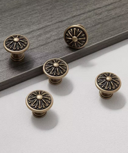 Load image into Gallery viewer, Creative High‑End Brass Small Drawer Pulls French Retro Mid‑Century Handles for Kids Room Kitchen Wardrobe Cabinet
