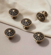 Load image into Gallery viewer, Creative High‑End Brass Small Drawer Pulls French Retro Mid‑Century Handles for Kids Room Kitchen Wardrobe Cabinet
