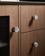 Load image into Gallery viewer, Crystal &amp; Marble Brass Small Drawer Pulls French Mid‑Century Retro Bronze Handles for Kitchen Wardrobe Cabinet
