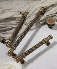 Load image into Gallery viewer, Italian Style Antique Bronze Mid‑Century Long Brass Pulls French Handles for Wardrobe Drawer Kitchen Cabinet
