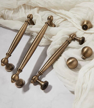 Load image into Gallery viewer, French Mid‑Century Brass Wardrobe Pulls, Retro Luxury European Antique Bronze Long Handles for Cabinet Drawer
