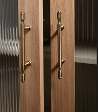 Load image into Gallery viewer, Mid‑Century Modern Brass Cabinet Pulls French New Chinese Retro Bronze Handles for Kitchen Drawer Wardrobe
