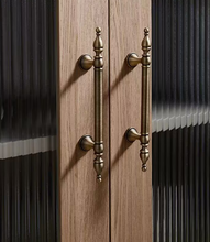Load image into Gallery viewer, Vintage Cream Style Walnut Drawer Pulls Solid Brass New Chinese Antique Bronze Wardrobe Cabinet Handles
