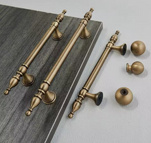 Load image into Gallery viewer, Vintage Cream Style Walnut Drawer Pulls Solid Brass New Chinese Antique Bronze Wardrobe Cabinet Handles

