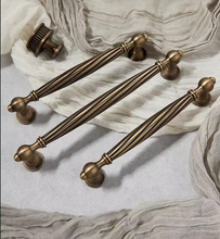 Load image into Gallery viewer, Baopo Mid‑Century Art Brass Drawer Pulls, French European Retro Bronze Handles for Shoe Cabinet, Cabinet &amp; Wardrobe
