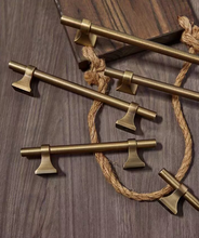 Load image into Gallery viewer, Brass Pulls Antique Bronze French Wardrobe Cabinet Drawer Handles, Retro Minimalist Luxury Kitchen Furniture Knobs
