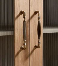 Load image into Gallery viewer, Mid‑Century Retro Brass Drawer Pulls, Minimal European French Pastoral Handles for Cabinet Shoe Cabinet Wardrobe

