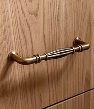 Load image into Gallery viewer, Mid‑Century Retro Brass Drawer Pulls, Minimal European French Pastoral Handles for Cabinet Shoe Cabinet Wardrobe
