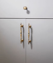 Load image into Gallery viewer, Nordic Retro Brass Pulls, French Antique Bronze Luxury Solid Long Handles for Wardrobe Drawer Cabinet Shoe Cabinet
