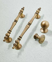 Load image into Gallery viewer, Nordic Retro Brass Pulls, French Antique Bronze Luxury Solid Long Handles for Wardrobe Drawer Cabinet Shoe Cabinet
