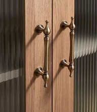 Load image into Gallery viewer, Mid-century Long Brass Drawer Pulls, French New Chinese Retro Cabinet Wardrobe Handles
