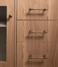 Load image into Gallery viewer, Mid-century Long Brass Drawer Pulls, French New Chinese Retro Cabinet Wardrobe Handles
