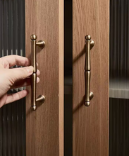 Load image into Gallery viewer, Mid-century Brass Pulls, French Retro Round Handles for Wardrobe Drawer Cabinet Kitchen
