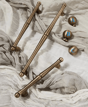 Load image into Gallery viewer, Mid-century Brass Pulls, French Retro Round Handles for Wardrobe Drawer Cabinet Kitchen
