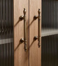 Load image into Gallery viewer, Antique Brass French Cabinet Pulls, Mid-Century Luxury Surface Mount Retro Handles for Kitchen Drawer Wardrobe
