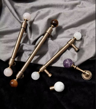Load image into Gallery viewer, French Retro Bronze Brass Drawer Pulls, Crystal Round Marble Knobs, Mid-Century Handles for Cabinet &amp; Wardrobe
