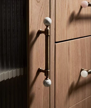 Load image into Gallery viewer, French Retro Bronze Brass Drawer Pulls, Crystal Round Marble Knobs, Mid-Century Handles for Cabinet &amp; Wardrobe
