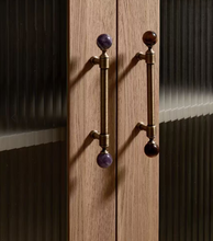 Load image into Gallery viewer, French Retro Bronze Brass Drawer Pulls, Crystal Round Marble Knobs, Mid-Century Handles for Cabinet &amp; Wardrobe
