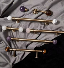 Load image into Gallery viewer, Crystal Round Antique Brass Drawer Knobs, French Retro Marble Mid-Century Handles for Kitchen Cabinet Wardrobe

