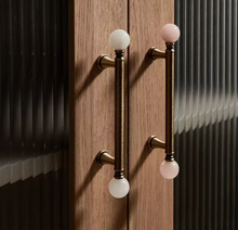 Load image into Gallery viewer, Antique Bronze Crystal &amp; Marble Round Knobs, French Retro Luxury Mid-Century Handles for Drawers, Cabinets &amp; Wardrobes
