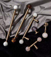 Load image into Gallery viewer, Antique Bronze Crystal &amp; Marble Round Knobs, French Retro Luxury Mid-Century Handles for Drawers, Cabinets &amp; Wardrobes
