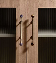 Load image into Gallery viewer, Antique Bronze Crystal &amp; Marble Round Knobs, French Retro Mid-Century Handles for Drawer, Cabinet &amp; Wardrobe
