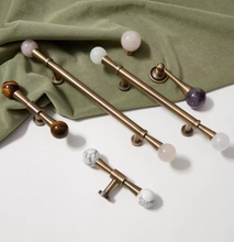 Load image into Gallery viewer, Antique Bronze Crystal &amp; Marble Round Knobs, French Retro Mid-Century Handles for Drawer, Cabinet &amp; Wardrobe
