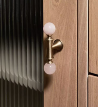 Load image into Gallery viewer, American Retro Brass Crystal Round Knobs, French Mid-Century Marble Handles for Cabinets &amp; Wardrobes
